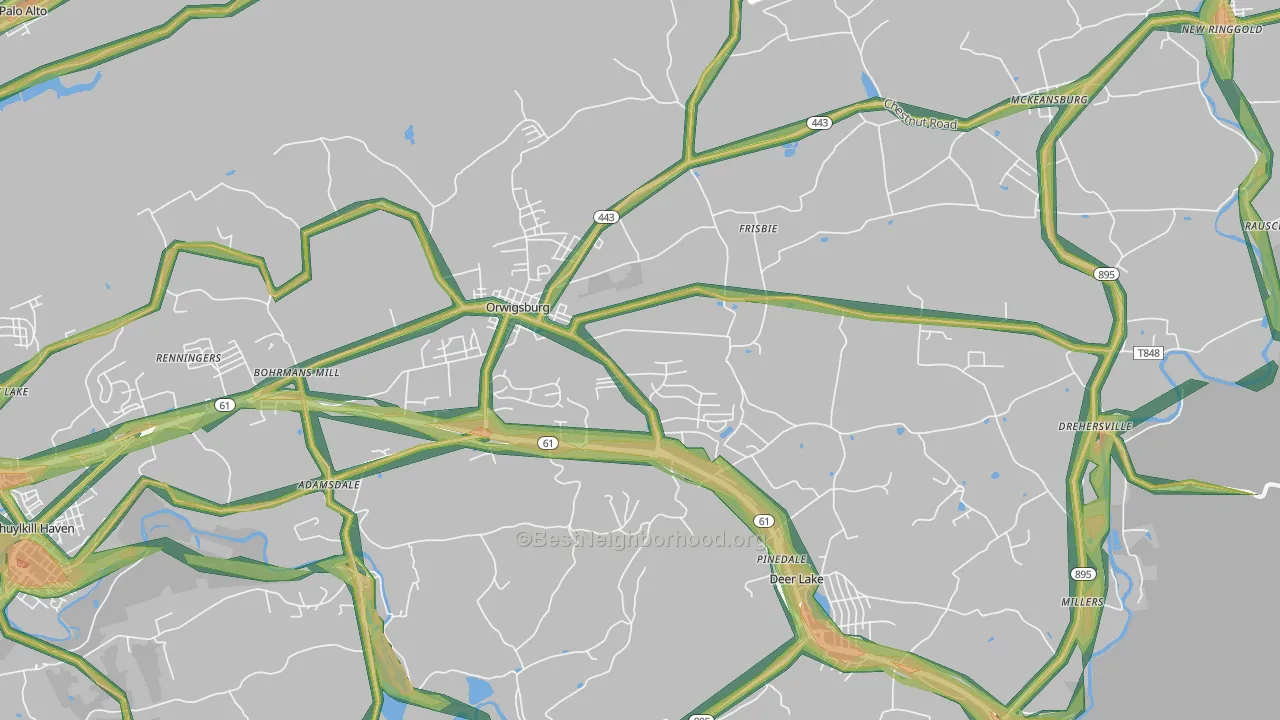 Orwigsburg, PA Map of Noise Levels in Orwigsburg