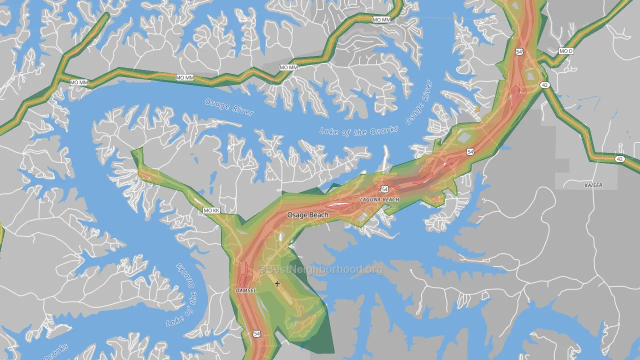 Osage Beach, MO Map of Noise Levels in Osage Beach