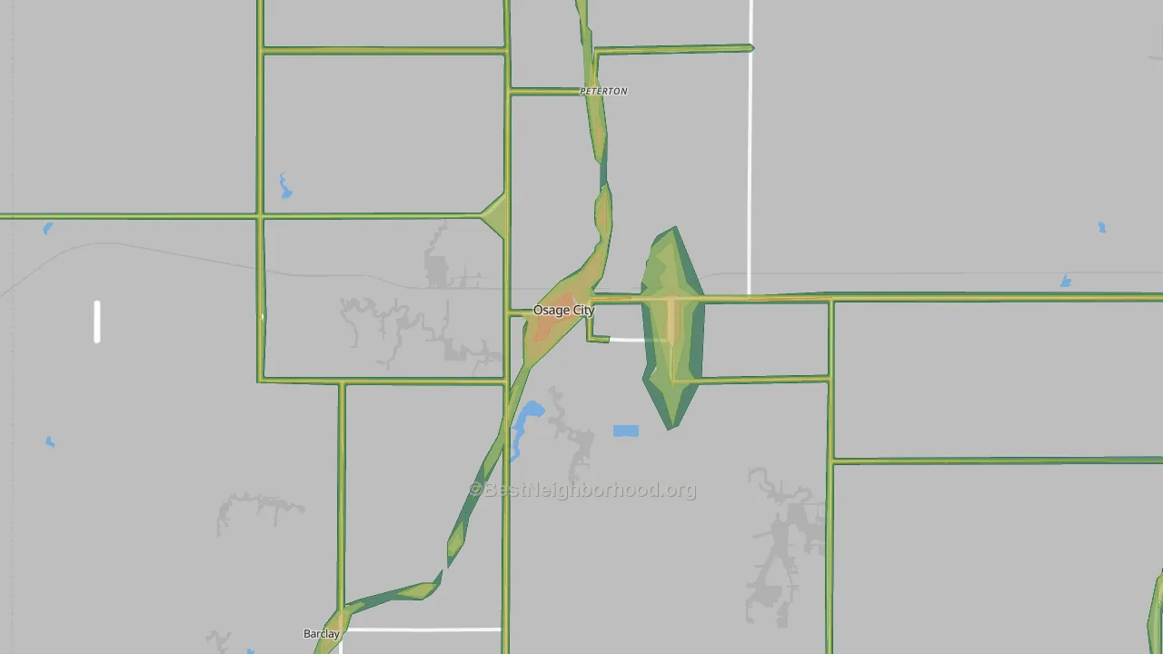 Osage City, KS Map of Noise Levels in Osage City