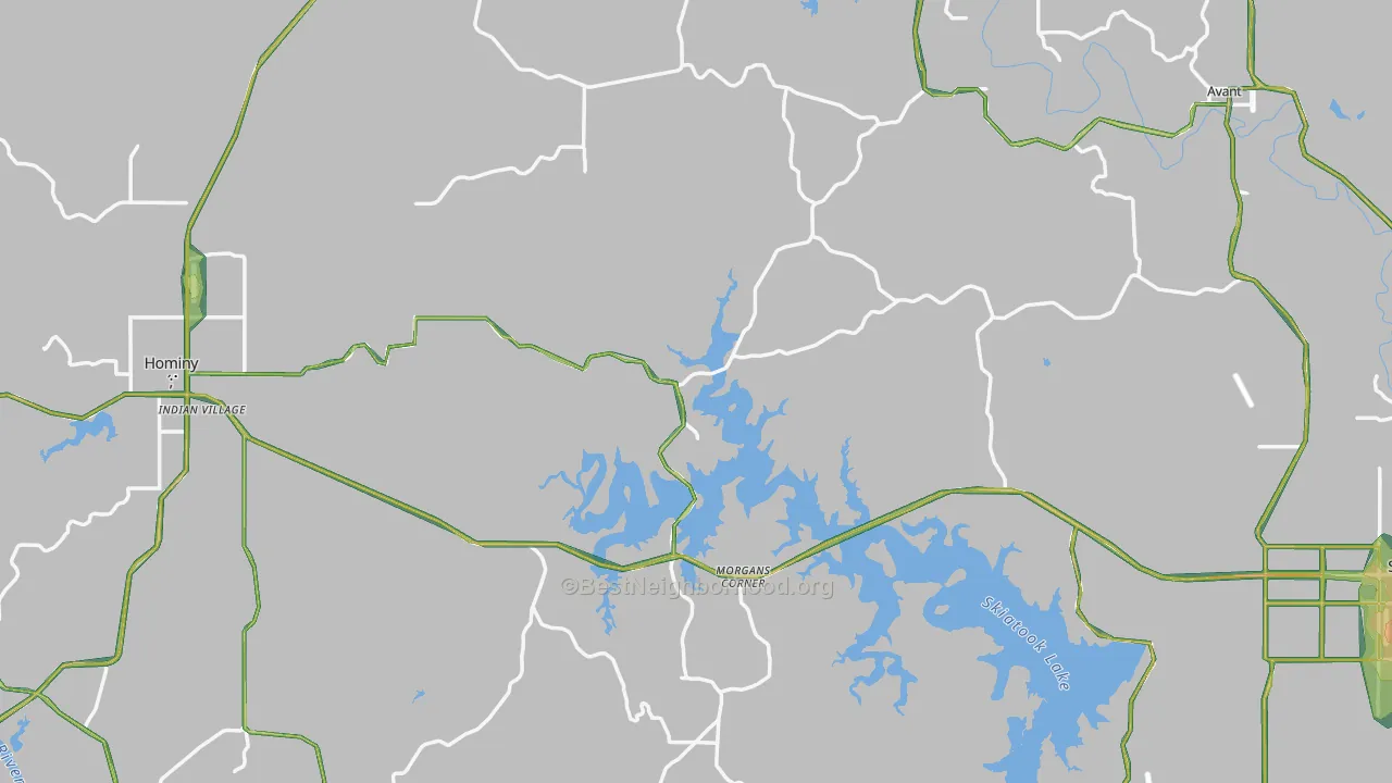 Osage County, OK Map of Noise Levels in Osage County