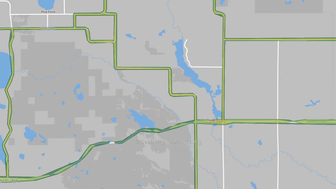 Osage, MN Map of Noise Levels in Osage