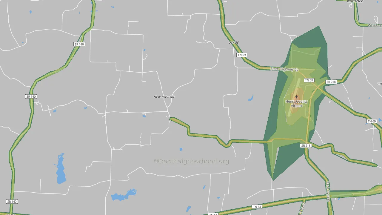 Osage, TN Map of Noise Levels in Osage