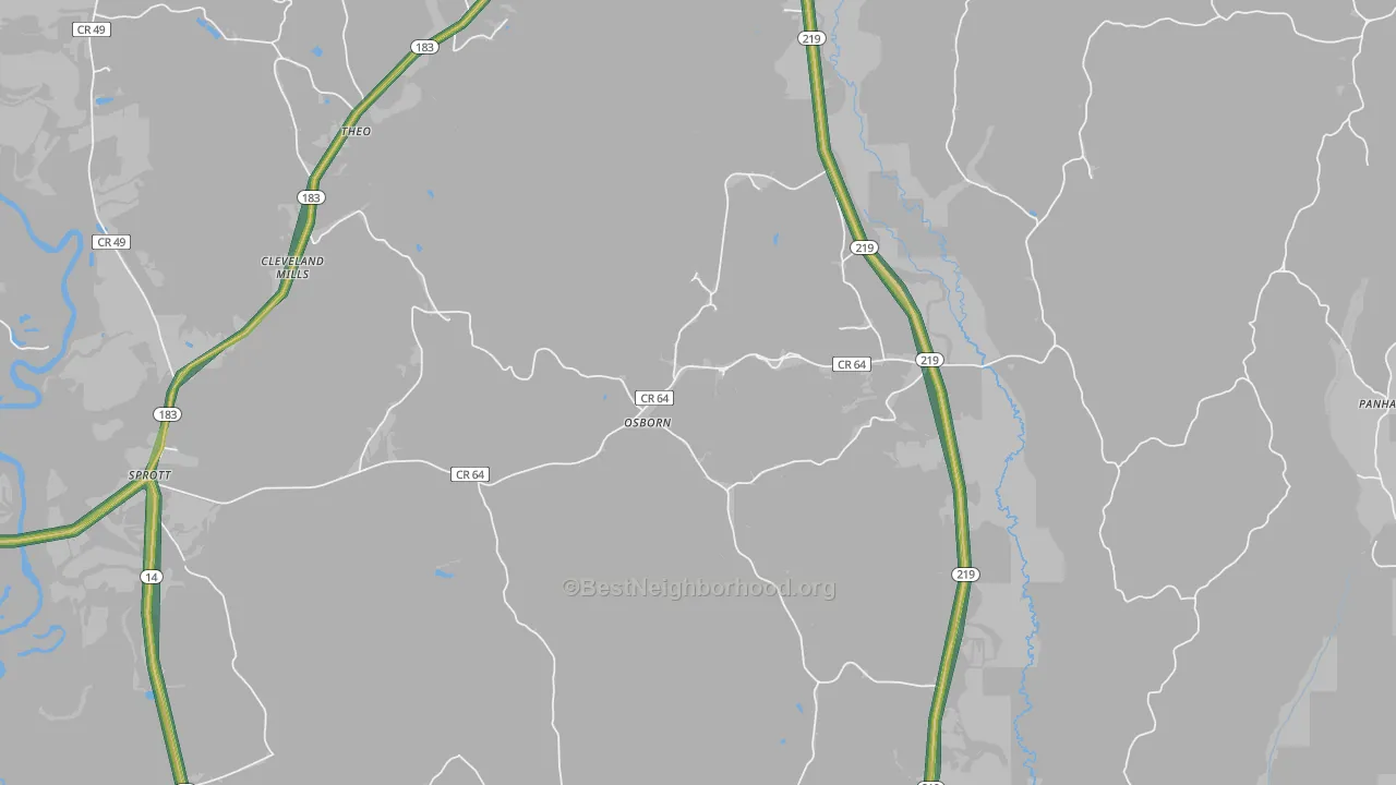 Osborn, AL Map of Noise Levels in Osborn