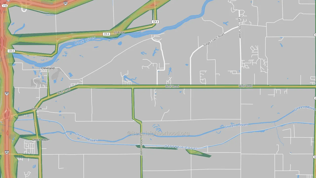 Osborn, IL Map of Noise Levels in Osborn