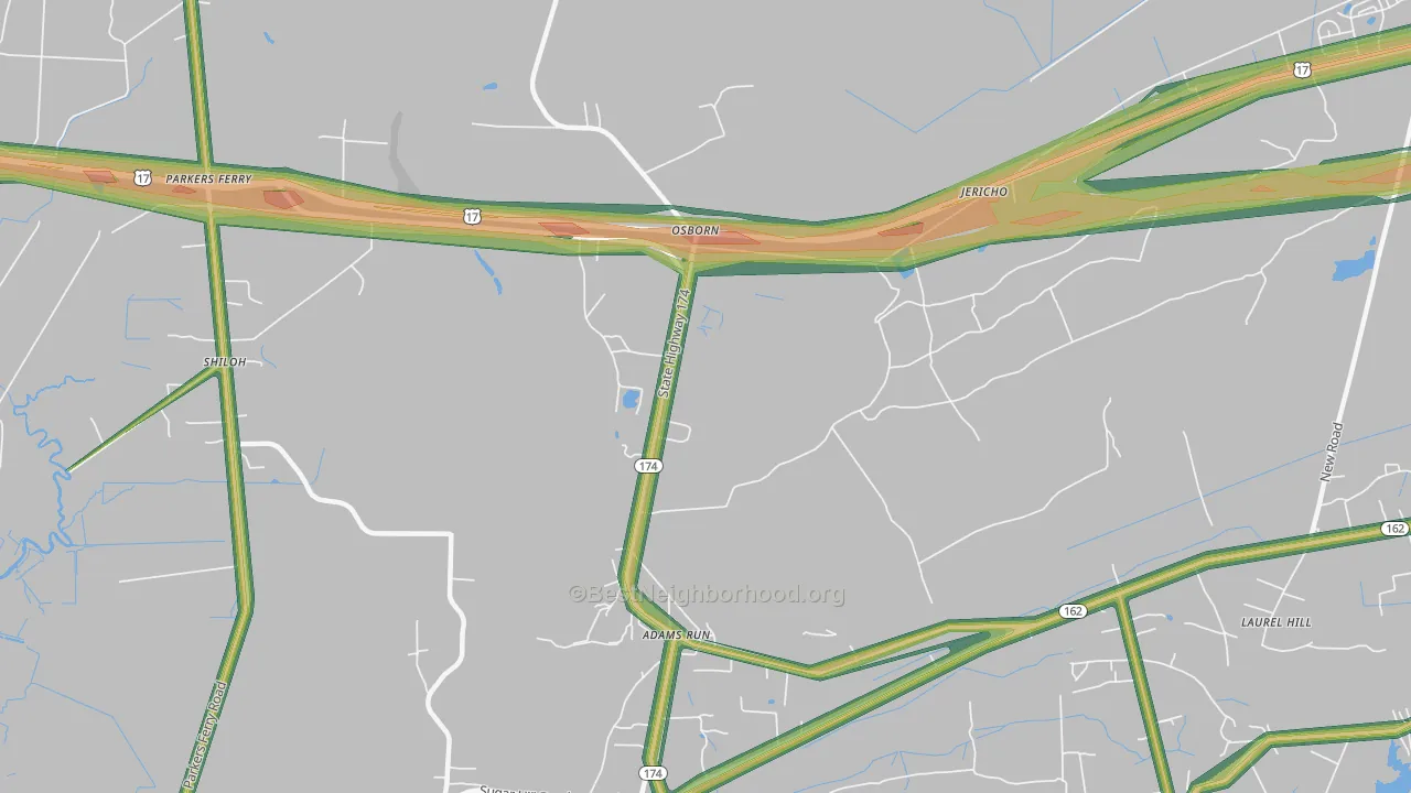 Osborn, SC Map of Noise Levels in Osborn