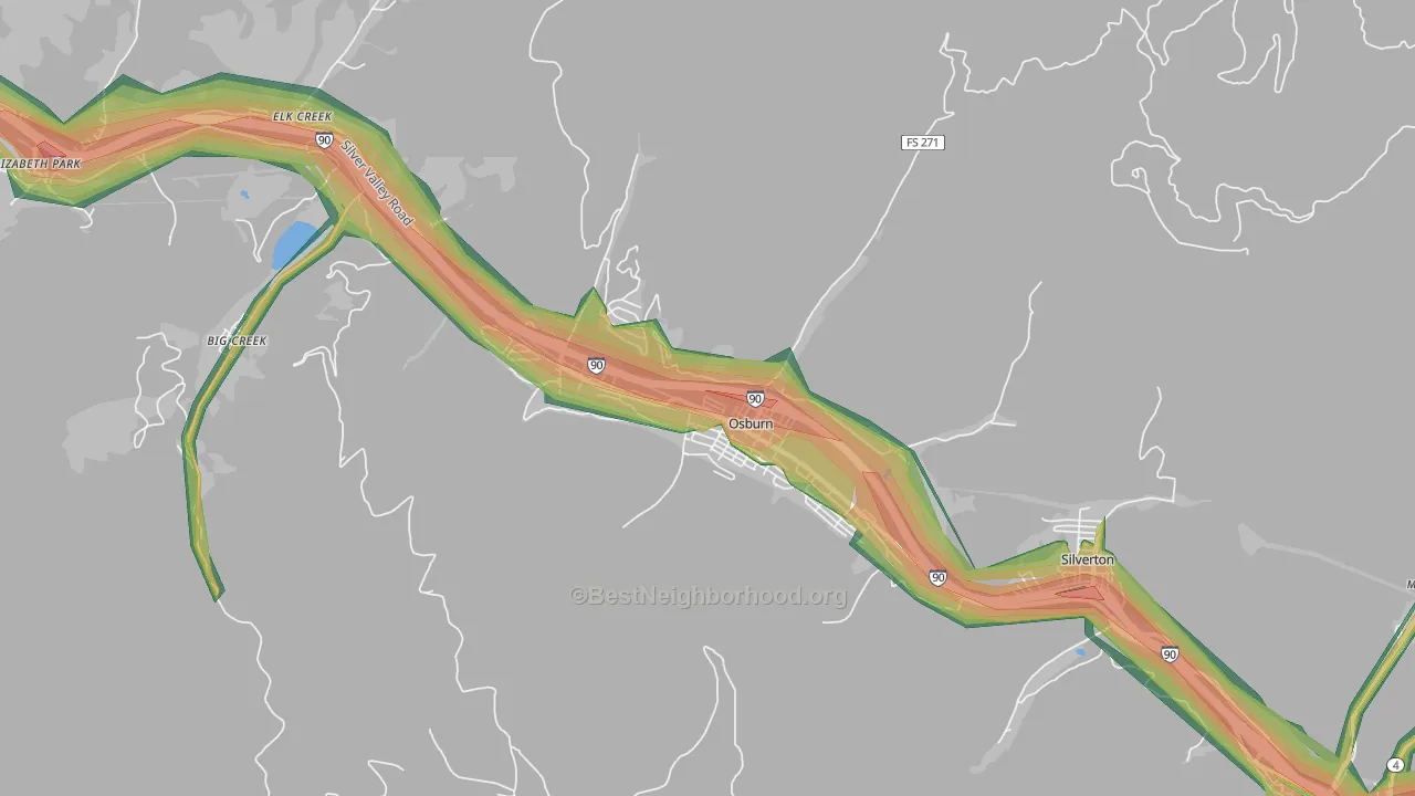 Osburn, ID Map of Noise Levels in Osburn