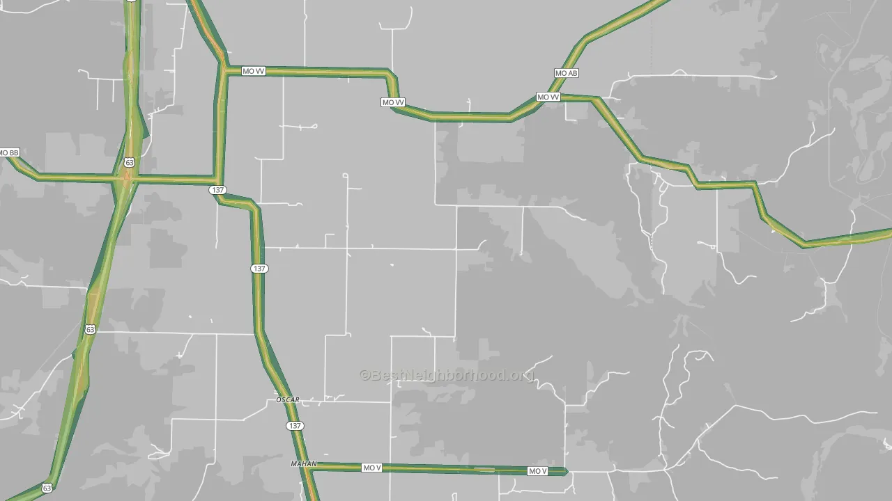 Oscar, MO Map of Noise Levels in Oscar