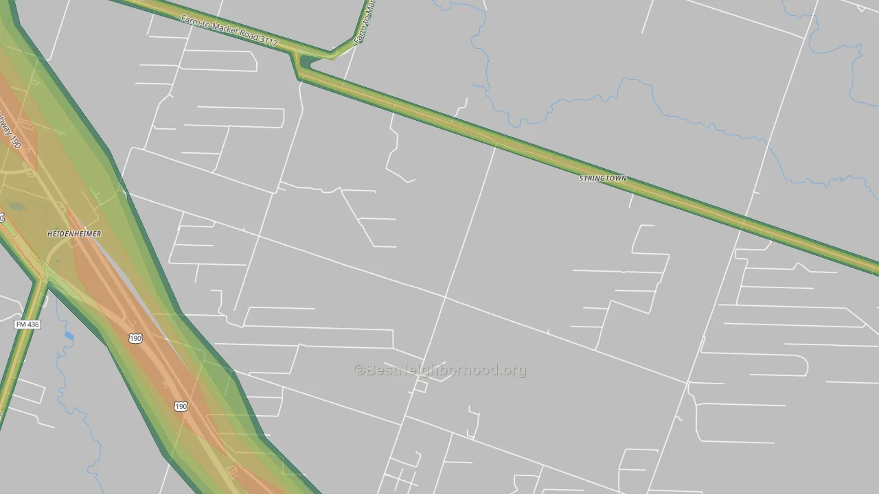 Oscar, TX Map of Noise Levels in Oscar