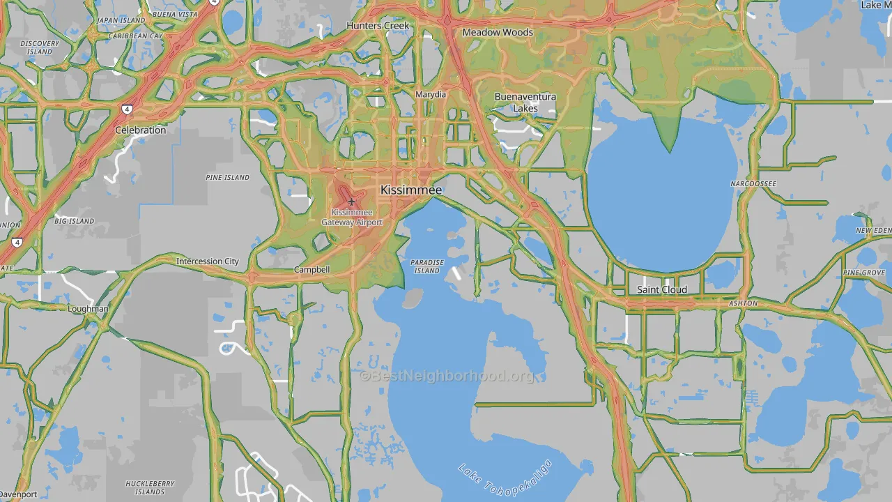 Osceola County, FL Map of Noise Levels in Osceola County
