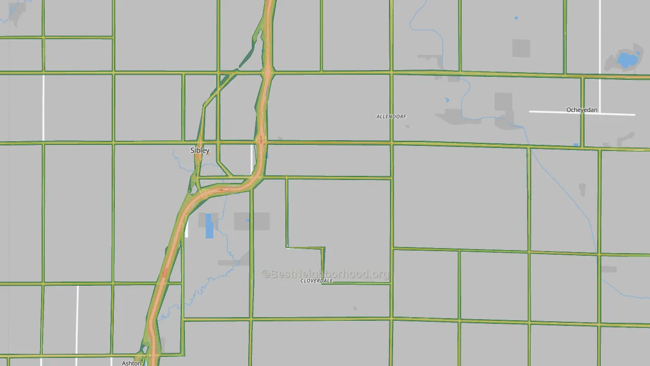 Osceola County, IA Map of Noise Levels in Osceola County
