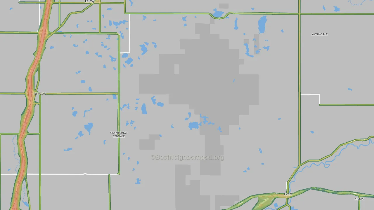 Osceola County, MI Map of Noise Levels in Osceola County