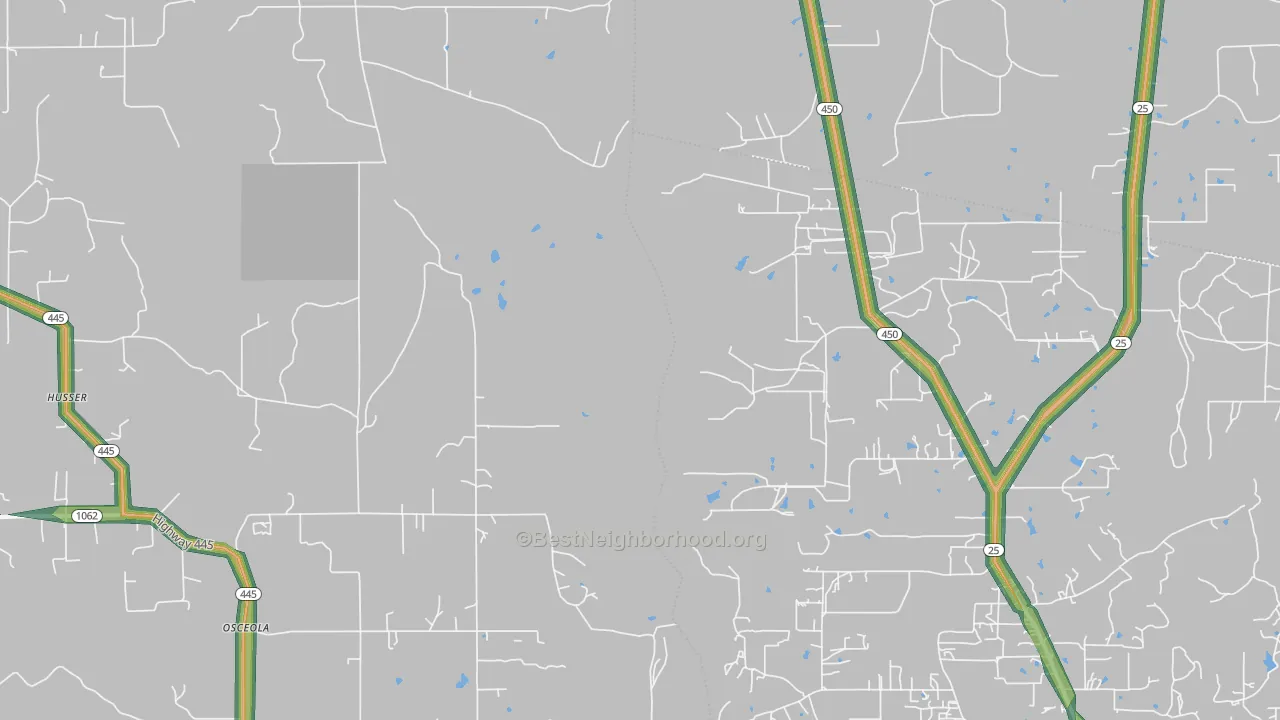 Osceola, LA Map of Noise Levels in Osceola