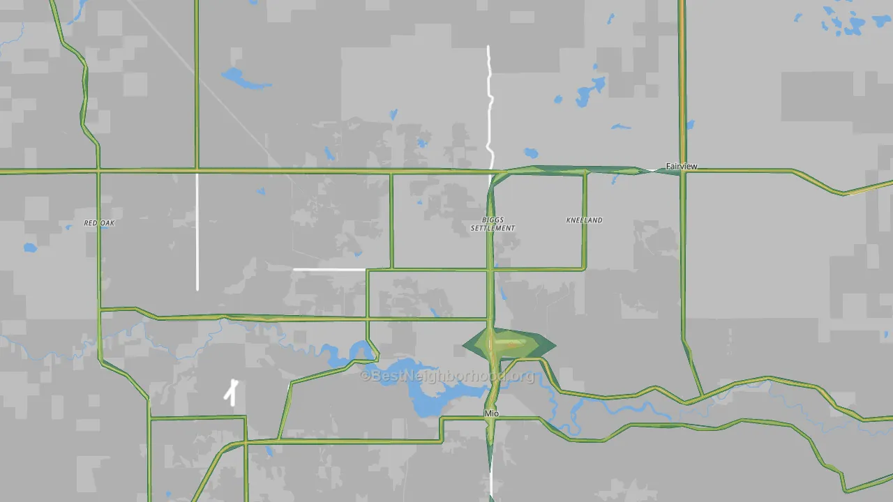 Oscoda County, MI Map of Noise Levels in Oscoda County