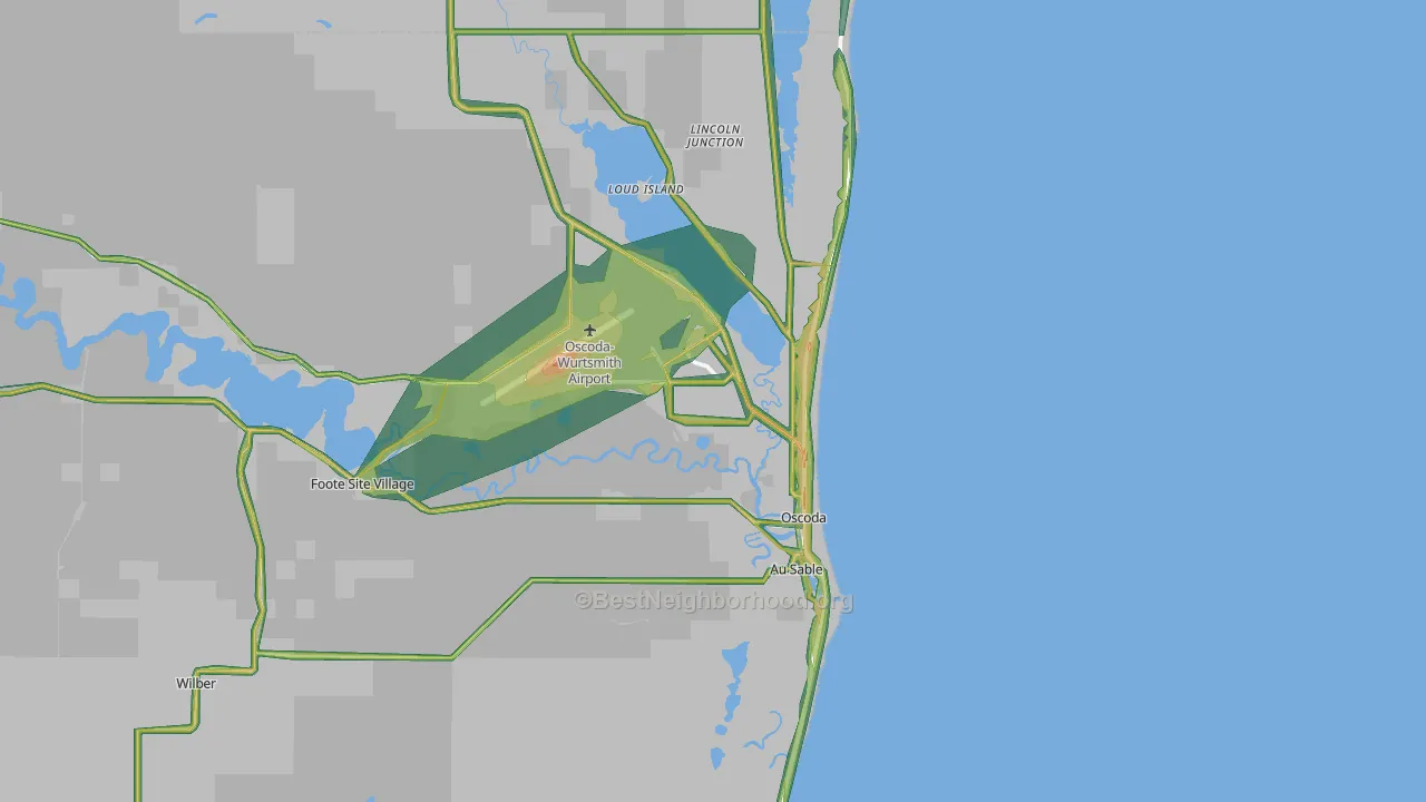 Oscoda, MI Map of Noise Levels in Oscoda