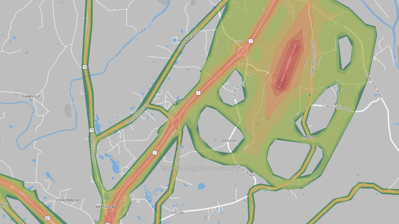 Osgood, NC Map of Noise Levels in Osgood