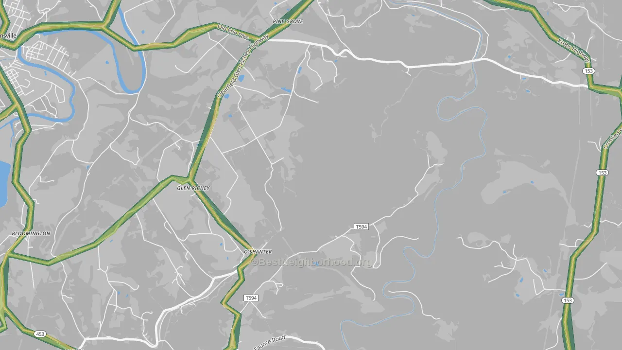 Oshanter, PA Map of Noise Levels in Oshanter