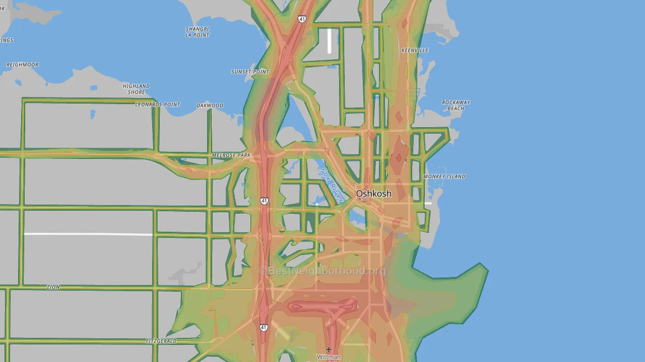 Oshkosh, WI Map of Noise Levels in Oshkosh
