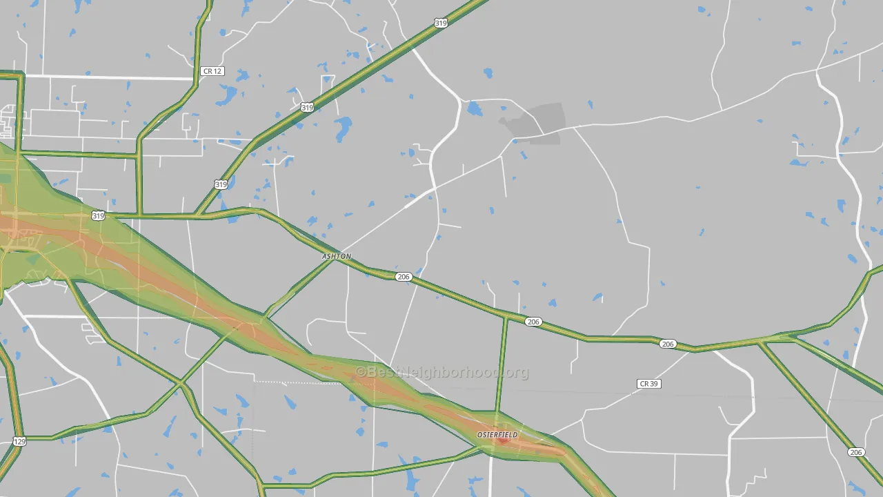 Osierfield, GA Map of Noise Levels in Osierfield