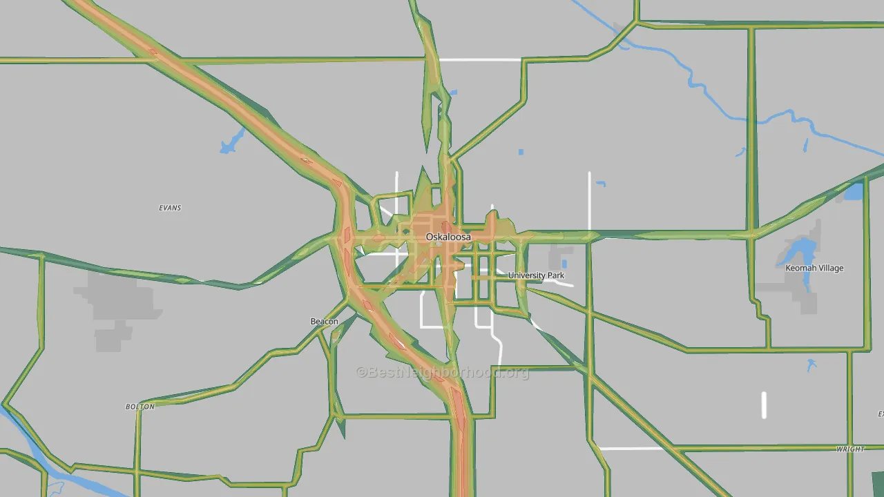 Oskaloosa, IA Map of Noise Levels in Oskaloosa