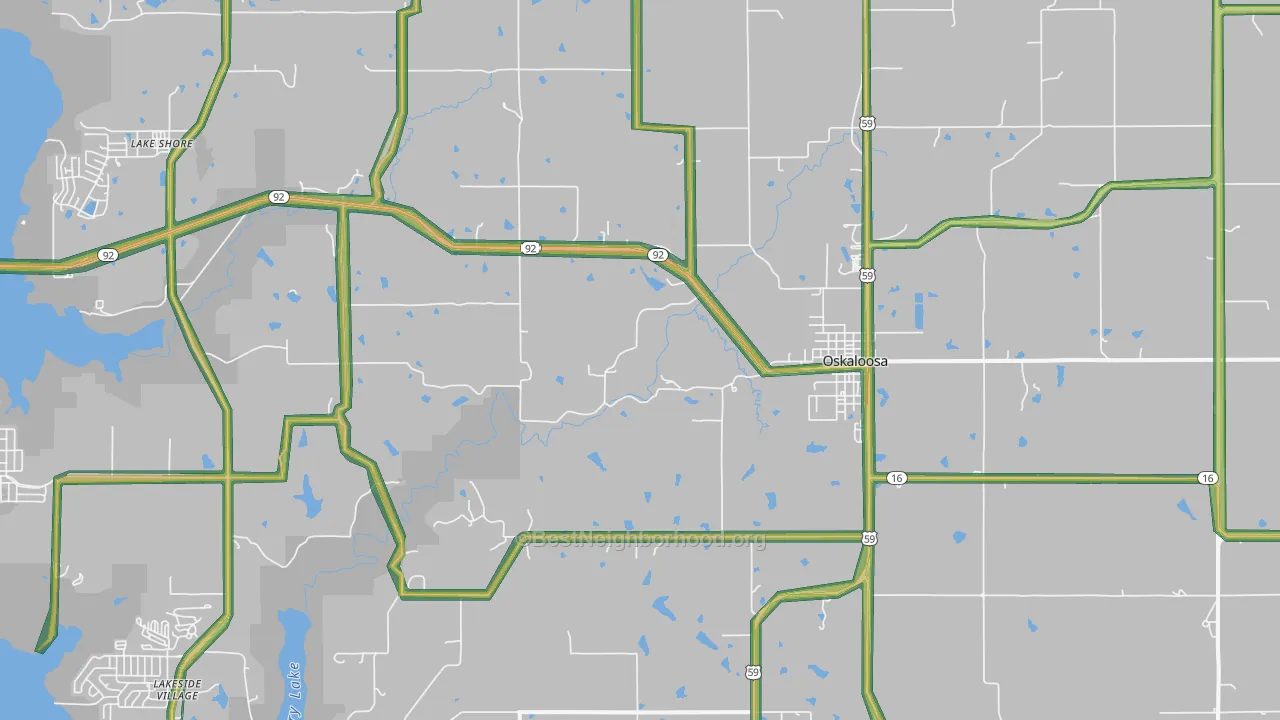 Oskaloosa, KS Map of Noise Levels in Oskaloosa