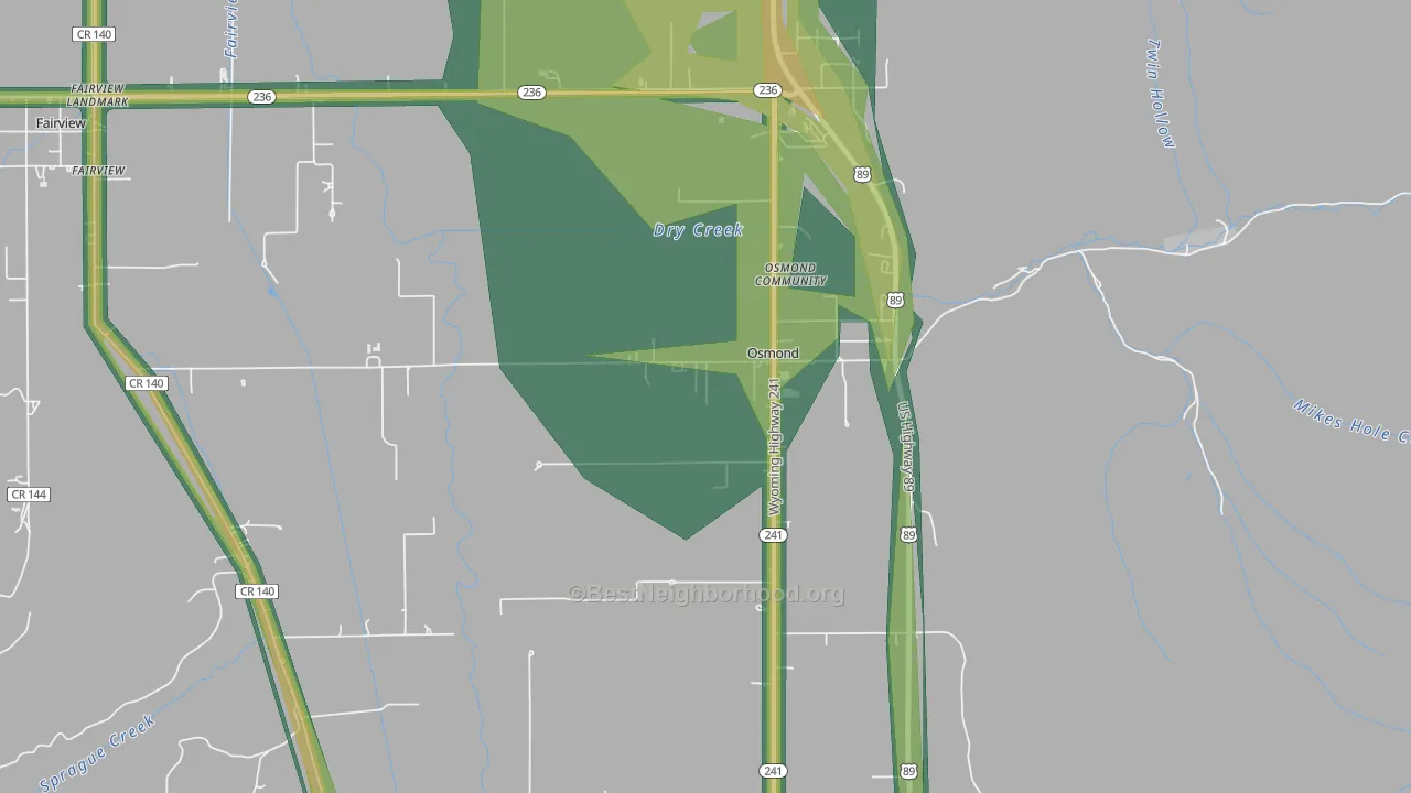 Osmond, WY Map of Noise Levels in Osmond