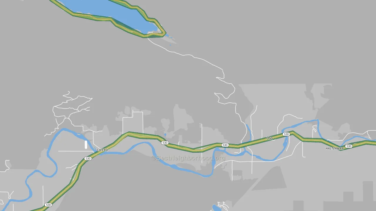 Oso, WA Map of Noise Levels in Oso