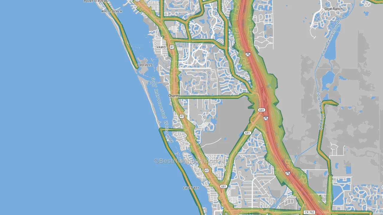 Osprey, FL Map of Noise Levels in Osprey