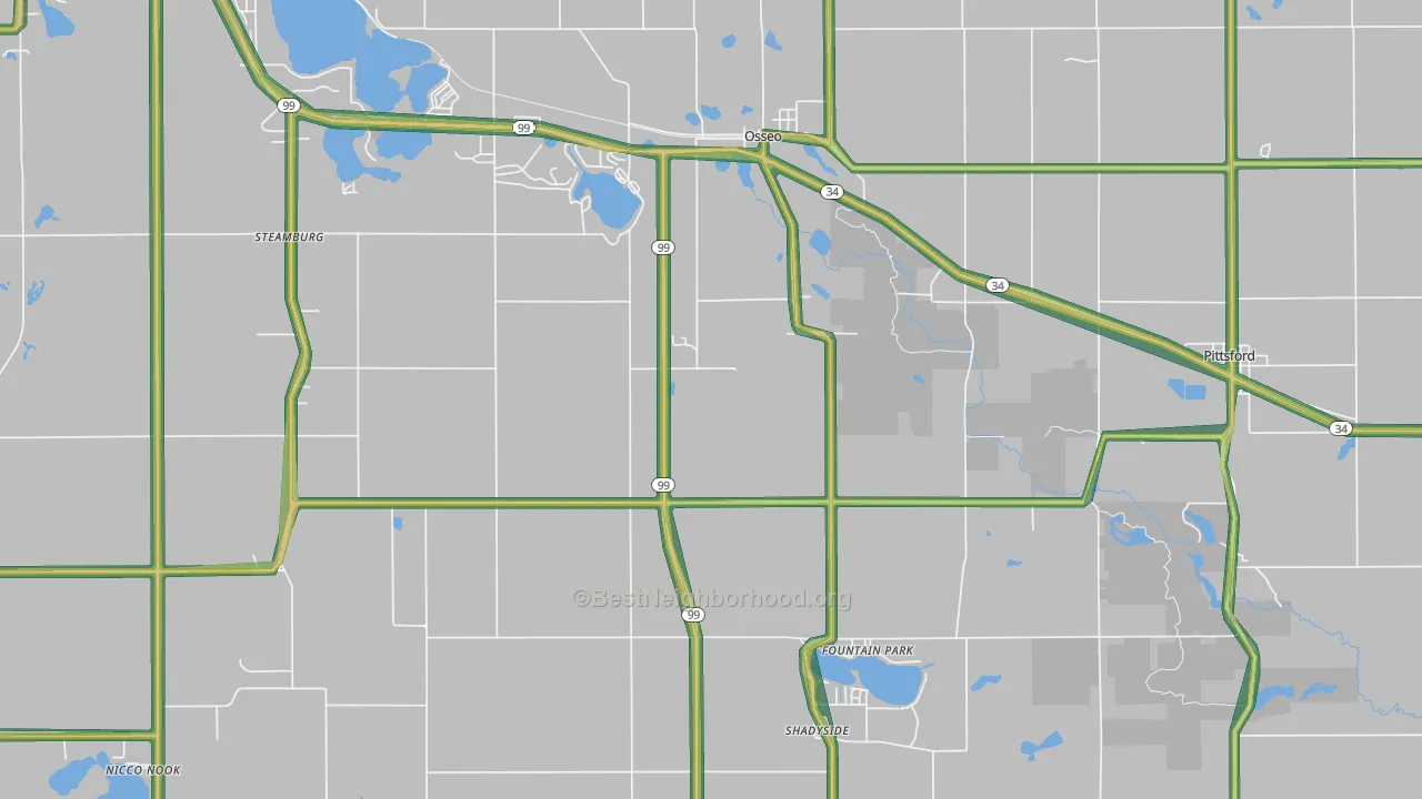 Osseo, MI Map of Noise Levels in Osseo