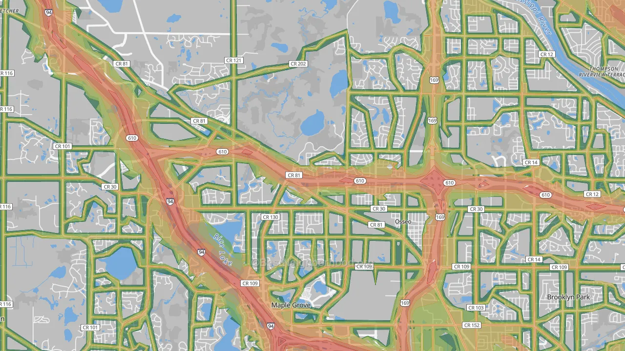 Osseo, MN Map of Noise Levels in Osseo
