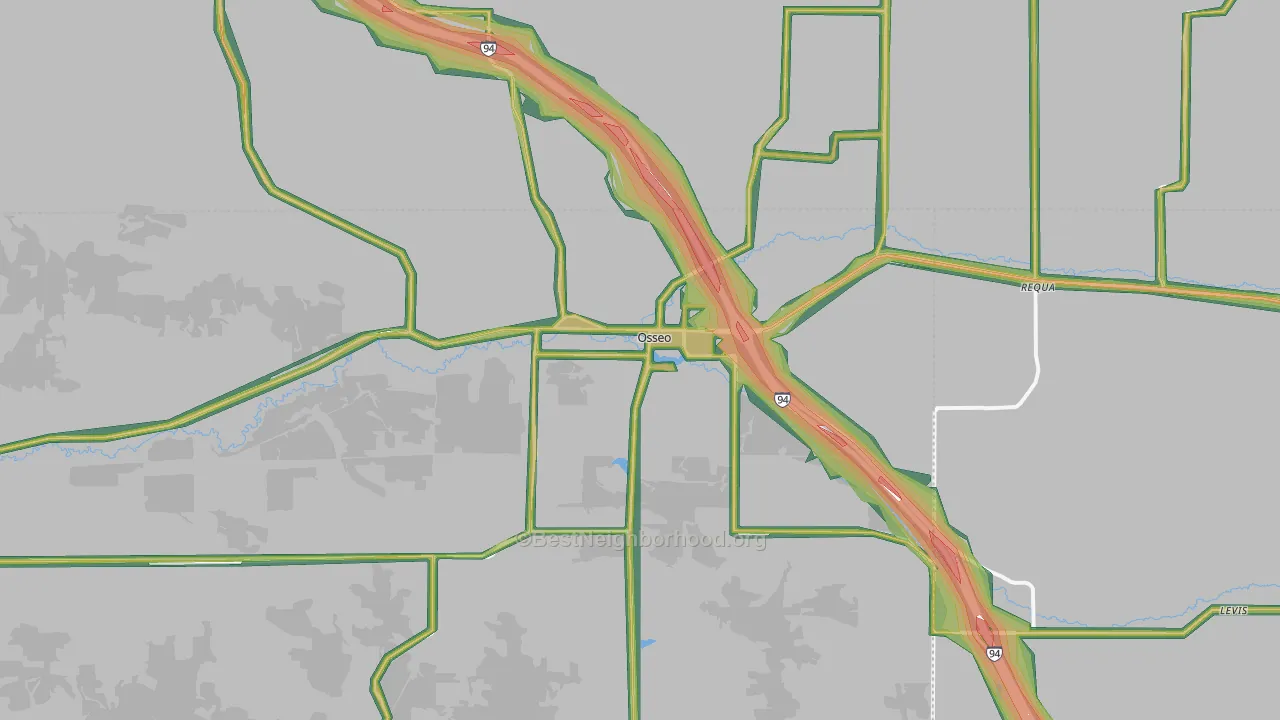 Osseo, WI Map of Noise Levels in Osseo