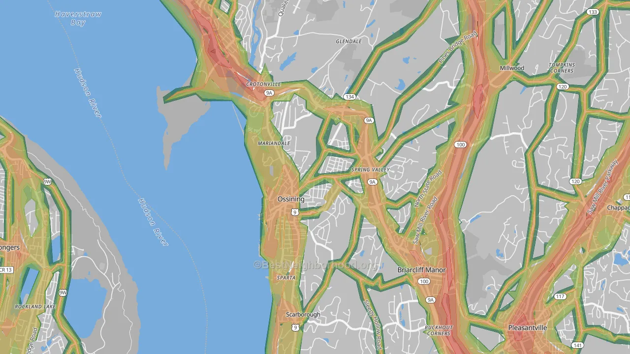 Ossining, NY Map of Noise Levels in Ossining