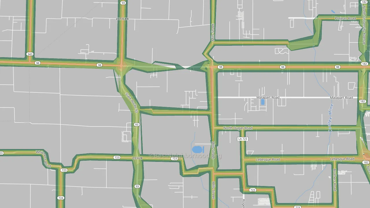 Ossun, LA Map of Noise Levels in Ossun