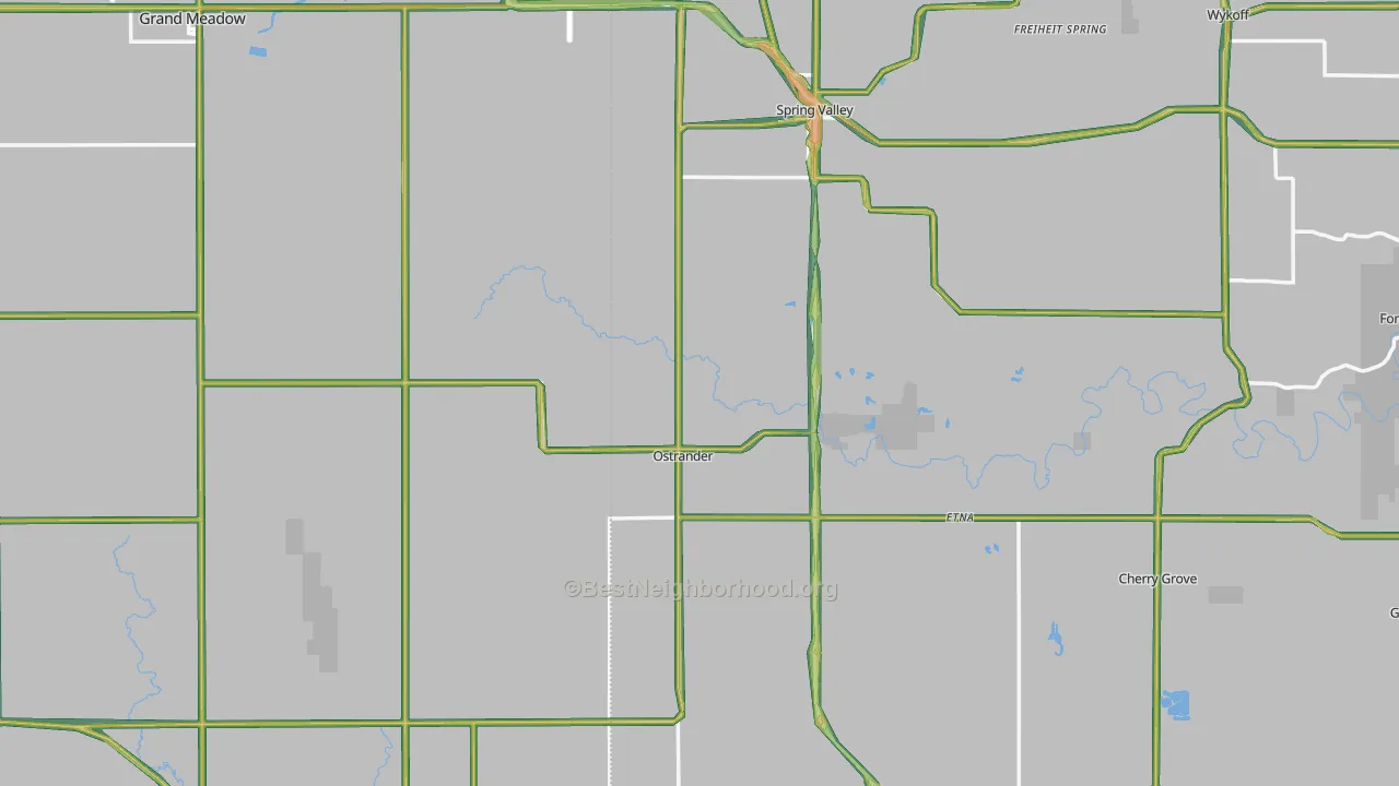 Ostrander, MN Map of Noise Levels in Ostrander