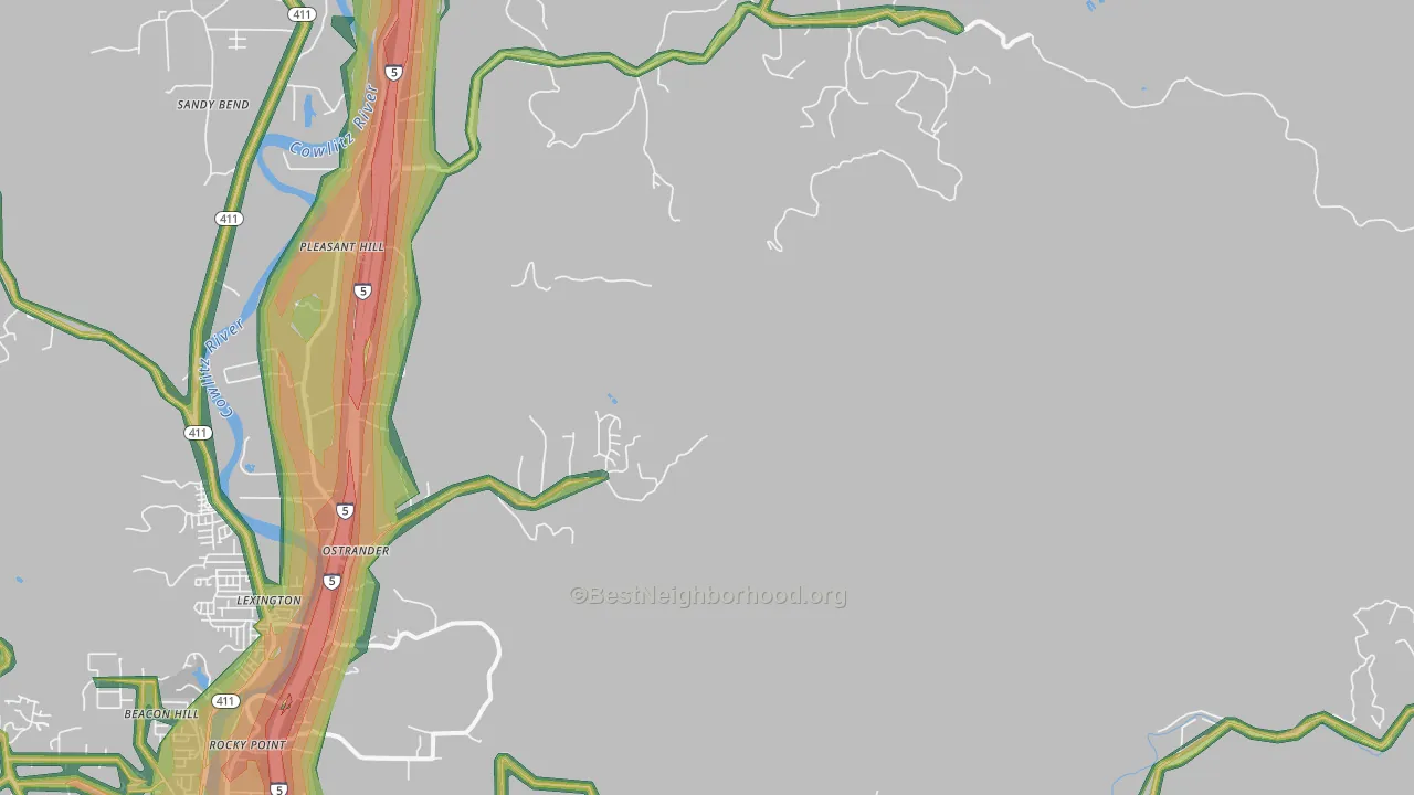 Ostrander, WA Map of Noise Levels in Ostrander
