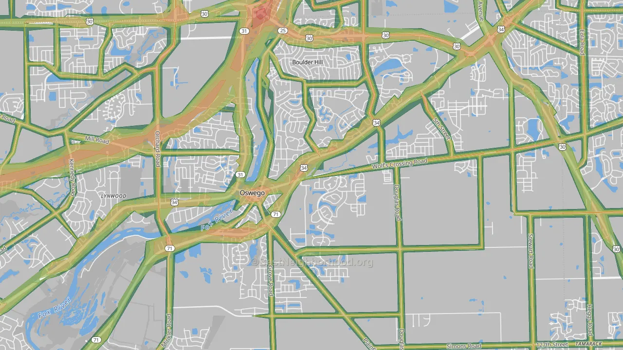 Oswego, IL Map of Noise Levels in Oswego