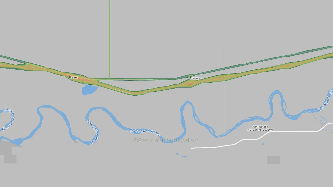 Oswego, MT Map of Noise Levels in Oswego