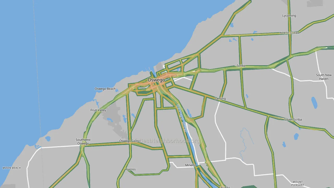 Oswego, NY Map of Noise Levels in Oswego
