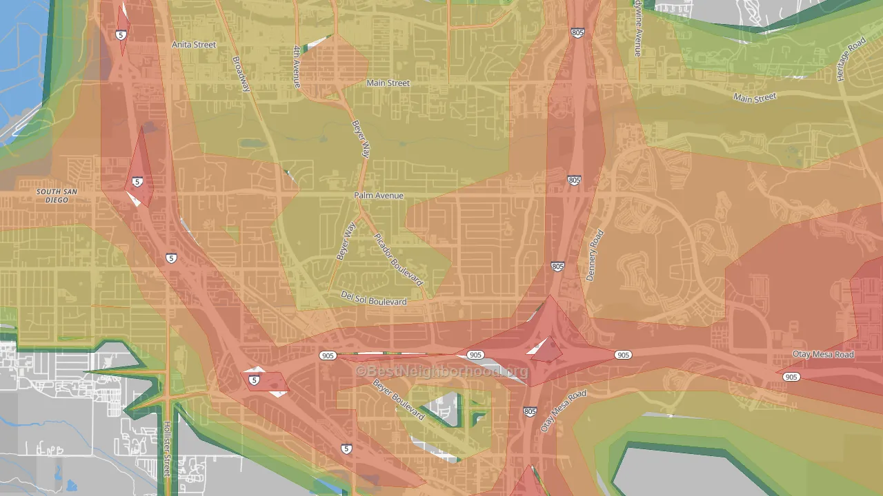 Otay Mesa West, San Diego, CA Map of Noise Levels in Otay Mesa West