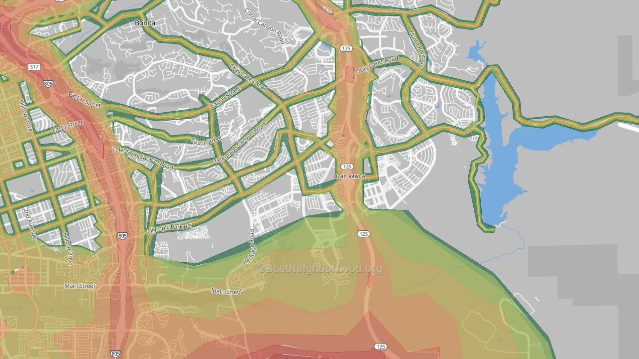 Otay Ranch, Chula Vista, CA Map of Noise Levels in Otay Ranch