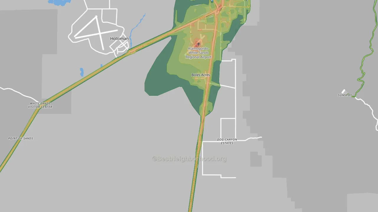 Otero County, NM Map of Noise Levels in Otero County