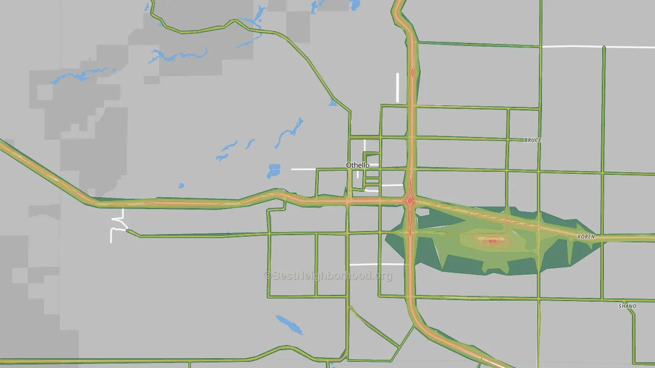 Othello, WA Map of Noise Levels in Othello