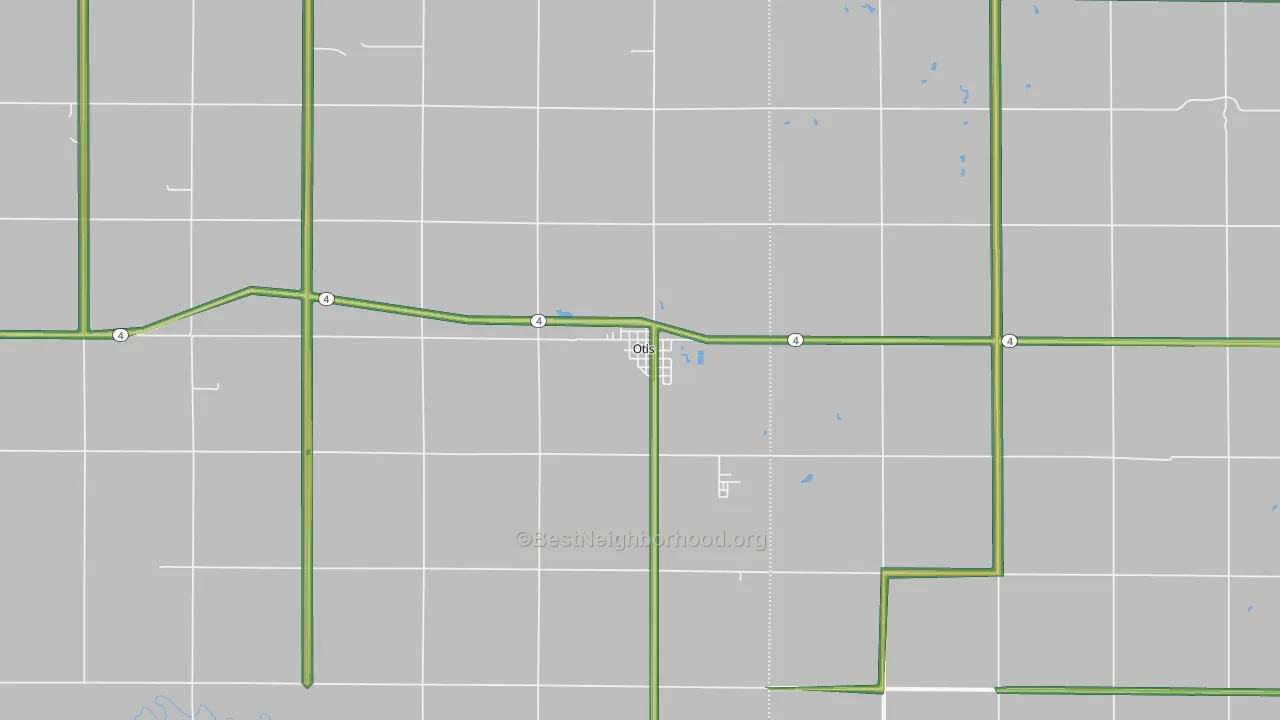 Otis, KS Map of Noise Levels in Otis