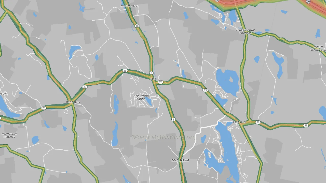Otis, MA Map of Noise Levels in Otis