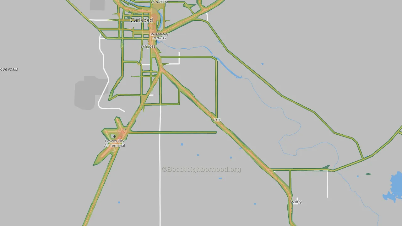 Otis, NM Map of Noise Levels in Otis