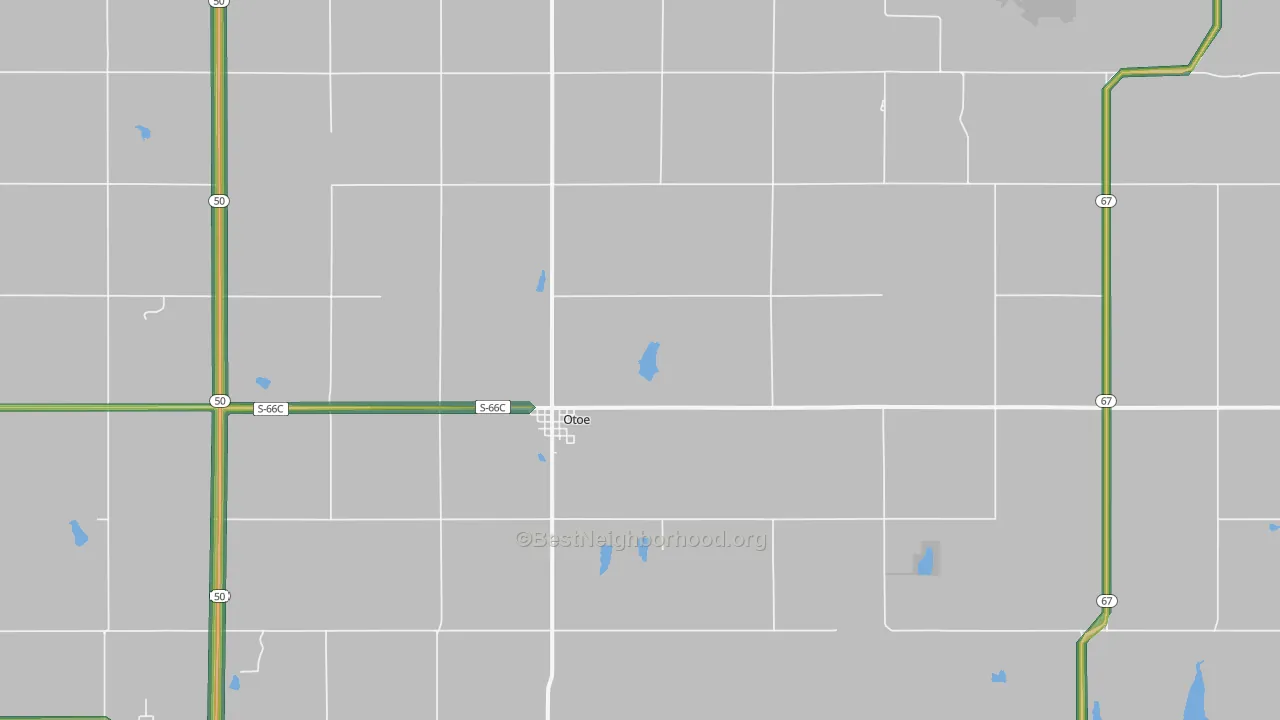 Otoe, NE Map of Noise Levels in Otoe