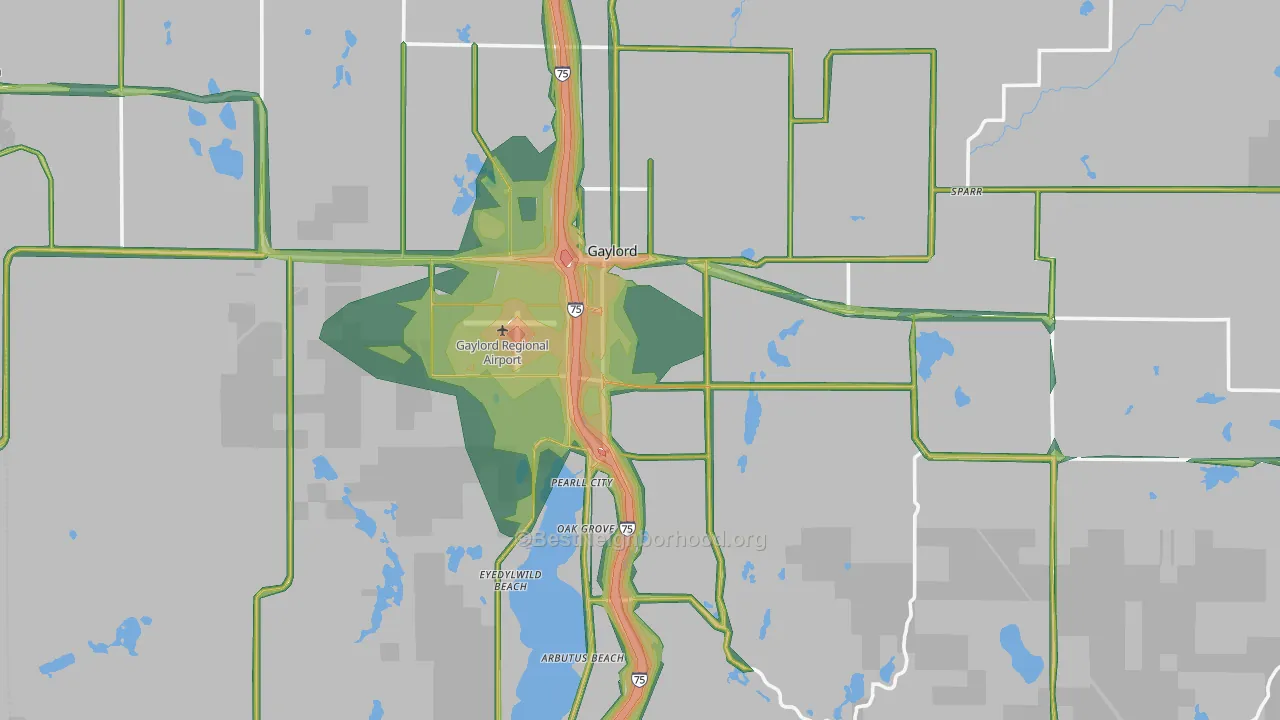 Otsego County, MI Map of Noise Levels in Otsego County