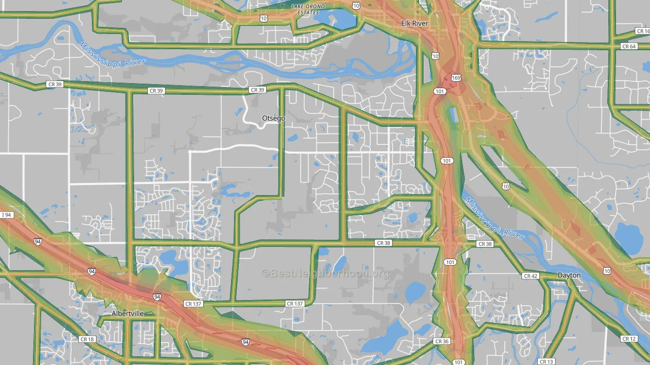 Otsego, MN Map of Noise Levels in Otsego
