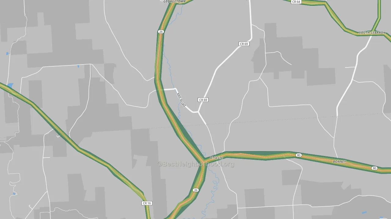 Otselic, NY Map of Noise Levels in Otselic
