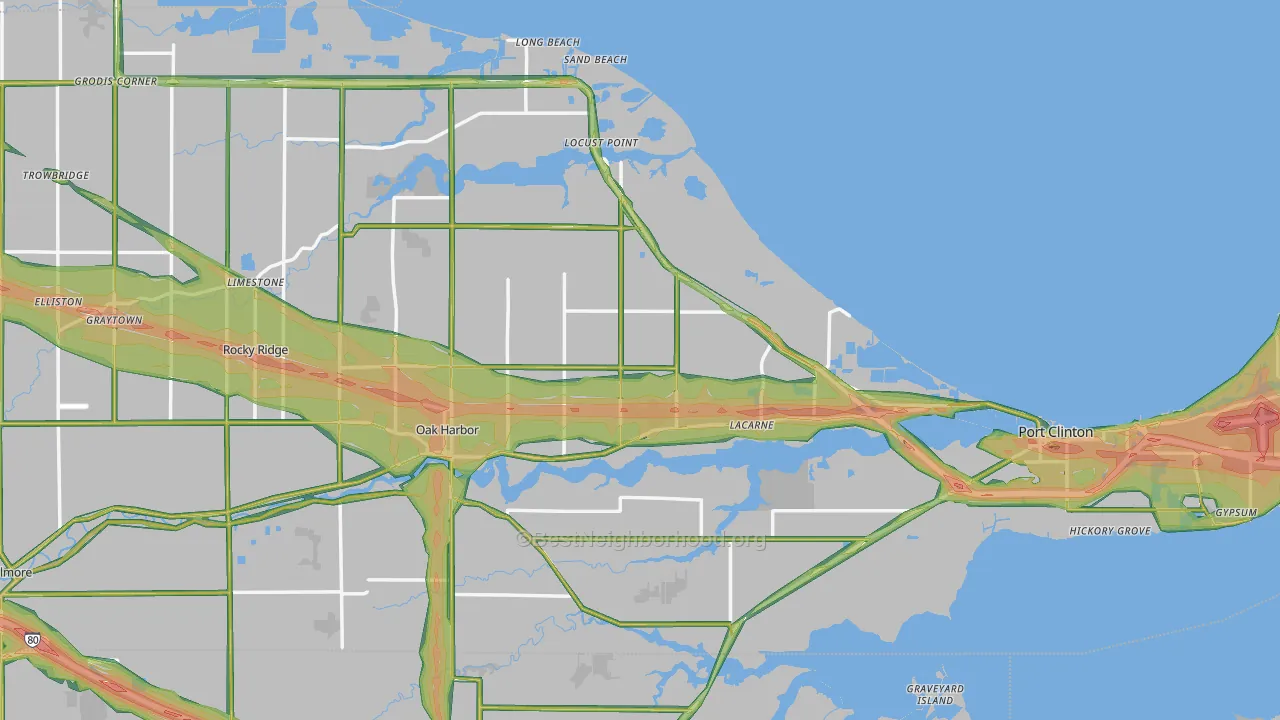 Ottawa County, OH Map of Noise Levels in Ottawa County