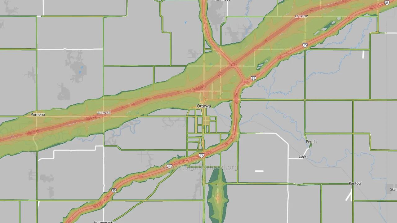 Ottawa, KS Map of Noise Levels in Ottawa